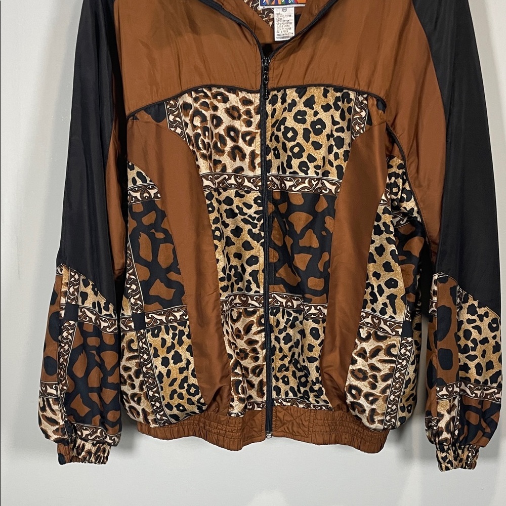 Leopard Patchwork Windbreaker Jacket - image 4
